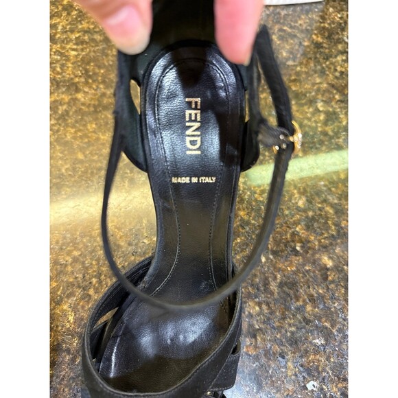 Vintage Fendi Black Satin Sandals Size 37 EU 6 1/2 US GUC - Picture 11 of 12